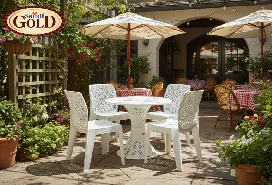 Plastic Chairs and Table.